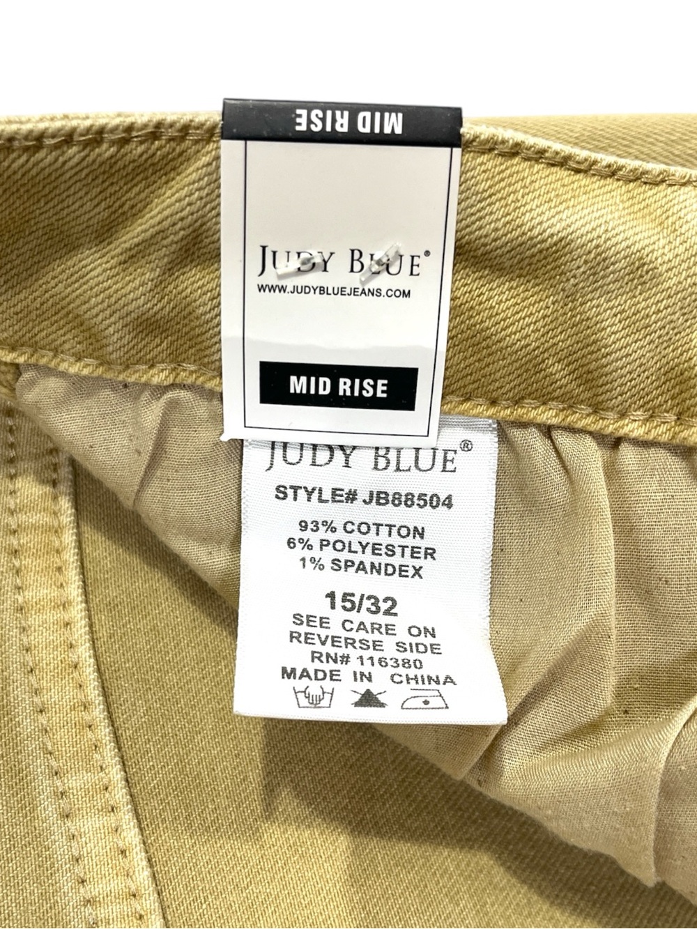 NWT Judy Blue Mid-Rise Garment Dyed Khaki Slim Bootcut Jeans 88504 size 15/32 - Picture 7 of 9